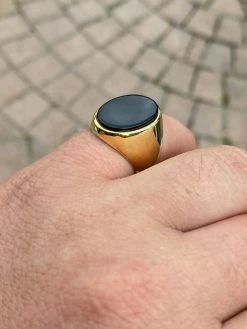 Men's 14k Gold Over Solid 925 Sterling Silver Black Onyx Signet Ring Sz 7-13 -Harlem Bling Shop harlembling mens 14k gold over solid 925 sterling silver black onyx signet ring sz 7 13 88242.1664377321