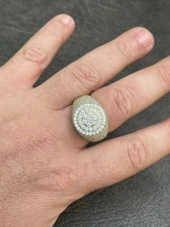 Mens 14k Gold Vermeil 925 Silver MOISSANITE Pass Diamond Test Pinky RING Hip Hop -Harlem Bling Shop harlembling mens 14k gold vermeil 925 silver moissanite pass diamond test pinky ring hip hop 18567.1664384394
