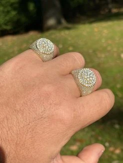 Mens 14k Gold Vermeil 925 Silver MOISSANITE Pass Diamond Test Pinky RING Hip Hop -Harlem Bling Shop harlembling mens 14k gold vermeil 925 silver moissanite pass diamond test pinky ring hip hop 85886.1664389131