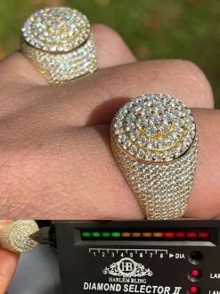 Mens 14k Gold Vermeil 925 Silver MOISSANITE Pass Diamond Test Pinky RING Hip Hop