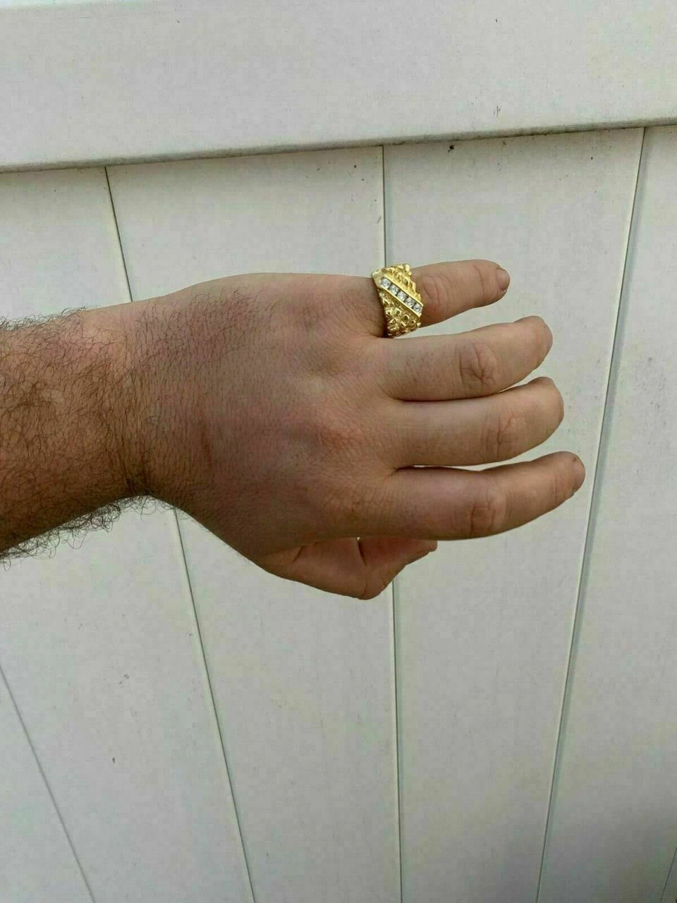 Men's 14k Gold Vermeil 925 Sterling Silver Real Moissanite Nugget Ring Sz 7-13 12 Men's 14k Gold Vermeil 925 Sterling Silver Real Moissanite Nugget Ring Sz 7-13 - Image 10