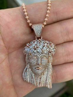 Men's 14k Rose Gold & Solid 925 Silver Jesus Piece Pendant ICY Diamond Bust Down 20 Men's 14k Rose Gold & Solid 925 Silver Jesus Piece Pendant ICY Diamond Bust Down -Harlem Bling Shop harlembling mens 14k rose gold and solid 925 silver jesus piece pendant icy diamond bust down 27128.1664399965
