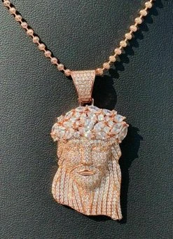 Men's 14k Rose Gold & Solid 925 Silver Jesus Piece Pendant ICY Diamond Bust Down 25 Men's 14k Rose Gold & Solid 925 Silver Jesus Piece Pendant ICY Diamond Bust Down -Harlem Bling Shop harlembling mens 14k rose gold and solid 925 silver jesus piece pendant icy diamond bust down 42779.1664378690