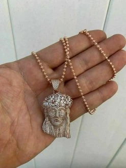 Men's 14k Rose Gold & Solid 925 Silver Jesus Piece Pendant ICY Diamond Bust Down 23 Men's 14k Rose Gold & Solid 925 Silver Jesus Piece Pendant ICY Diamond Bust Down -Harlem Bling Shop harlembling mens 14k rose gold and solid 925 silver jesus piece pendant icy diamond bust down 54036.1664396126