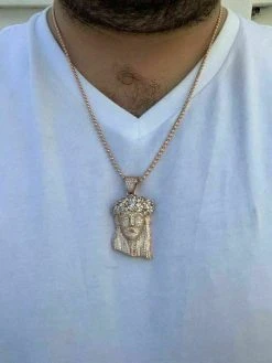 Men's 14k Rose Gold & Solid 925 Silver Jesus Piece Pendant ICY Diamond Bust Down 17 Men's 14k Rose Gold & Solid 925 Silver Jesus Piece Pendant ICY Diamond Bust Down -Harlem Bling Shop harlembling mens 14k rose gold and solid 925 silver jesus piece pendant icy diamond bust down 63031.1664383791