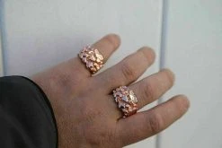 Men's 14k Rose Gold Over REAL Solid 925 Sterling Silver Nugget Ring Sizes 6-13 14 Men's 14k Rose Gold Over REAL Solid 925 Sterling Silver Nugget Ring Sizes 6-13 -Harlem Bling Shop harlembling mens 14k rose gold over real solid 925 sterling silver nugget ring sizes 6 13 48529.1664389810
