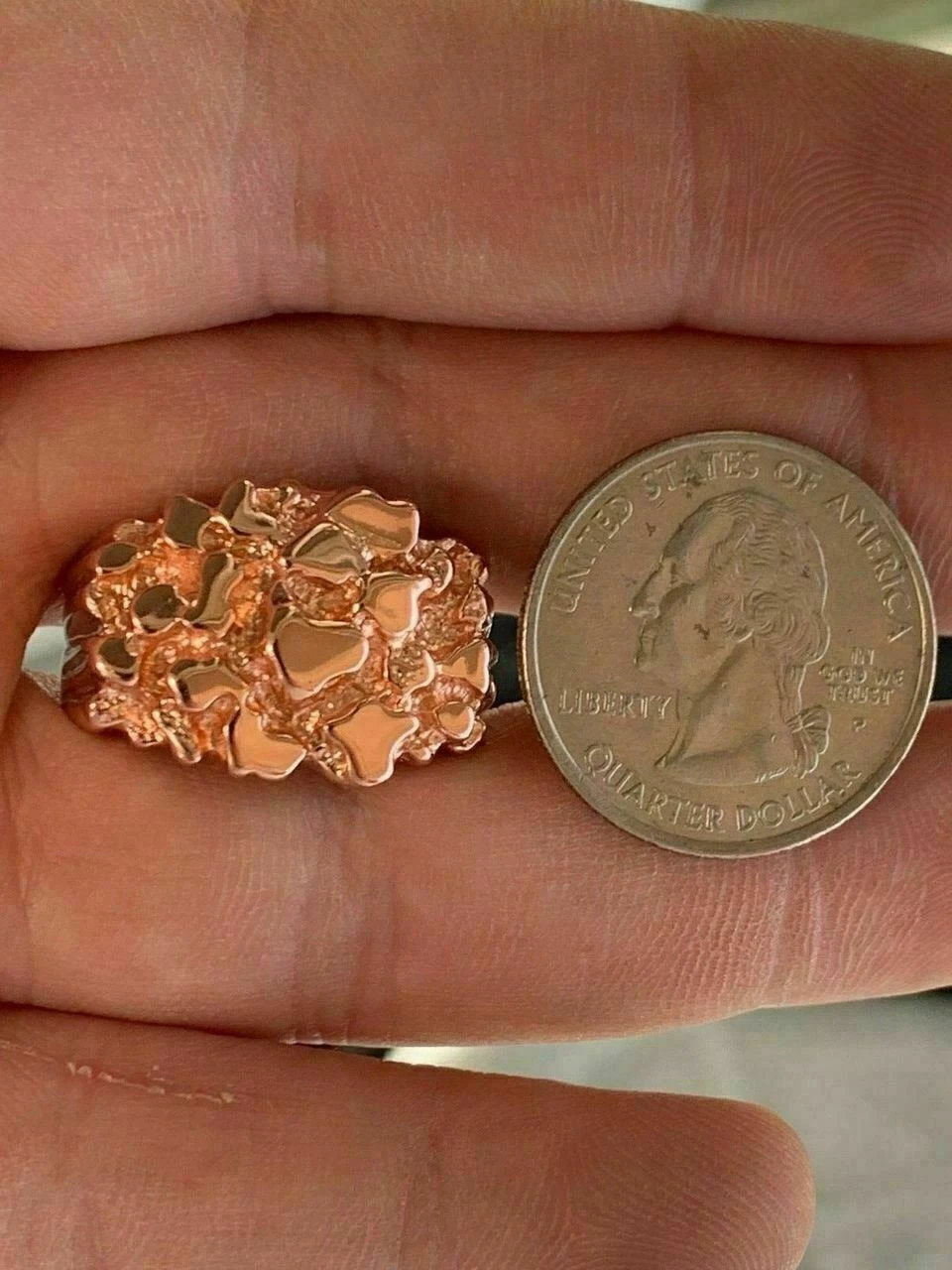 Men's 14k Rose Gold Over REAL Solid 925 Sterling Silver Nugget Ring Sizes 6-13 13 Men's 14k Rose Gold Over REAL Solid 925 Sterling Silver Nugget Ring Sizes 6-13 - Image 11