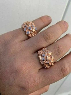 Men's 14k Rose Gold Over REAL Solid 925 Sterling Silver Nugget Ring Sizes 6-13 22 Men's 14k Rose Gold Over REAL Solid 925 Sterling Silver Nugget Ring Sizes 6-13 -Harlem Bling Shop harlembling mens 14k rose gold over real solid 925 sterling silver nugget ring sizes 6 13 91851.1664373507