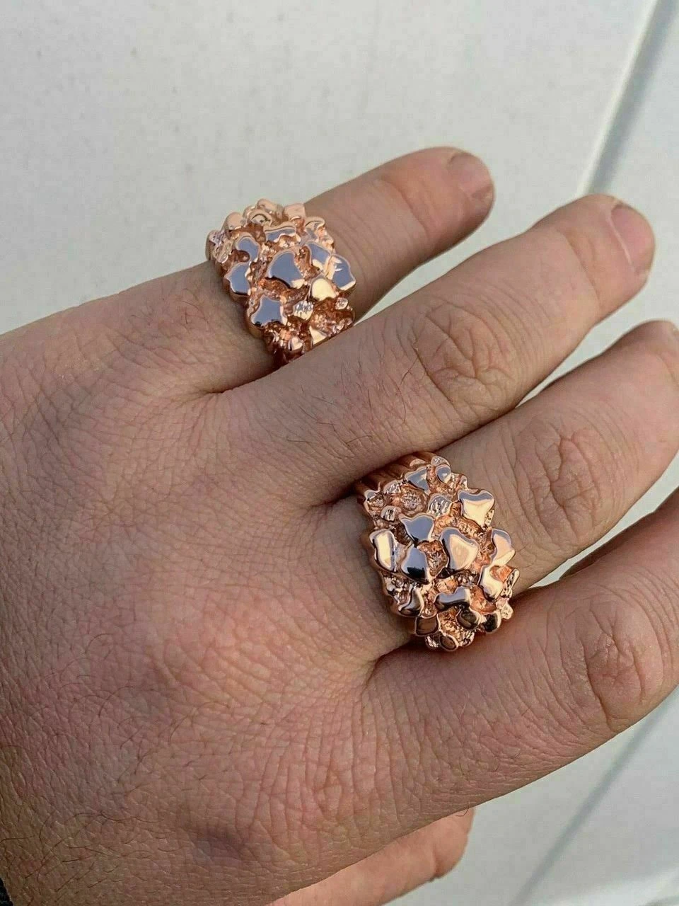 Men's 14k Rose Gold Over REAL Solid 925 Sterling Silver Nugget Ring Sizes 6-13 12 Men's 14k Rose Gold Over REAL Solid 925 Sterling Silver Nugget Ring Sizes 6-13 - Image 10
