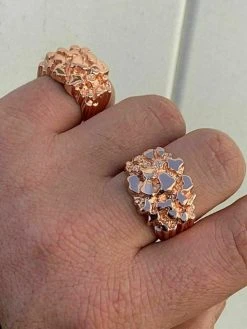 Men's 14k Rose Gold Over REAL Solid 925 Sterling Silver Nugget Ring Sizes 6-13 20 Men's 14k Rose Gold Over REAL Solid 925 Sterling Silver Nugget Ring Sizes 6-13 -Harlem Bling Shop harlembling mens 14k rose gold over real solid 925 sterling silver nugget ring sizes 6 13 99833.1664393420