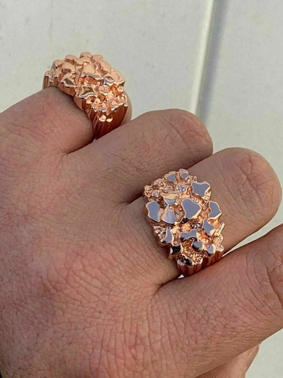 Men's 14k Rose Gold Over REAL Solid 925 Sterling Silver Nugget Ring Sizes 6-13 10 Men's 14k Rose Gold Over REAL Solid 925 Sterling Silver Nugget Ring Sizes 6-13 - Image 8