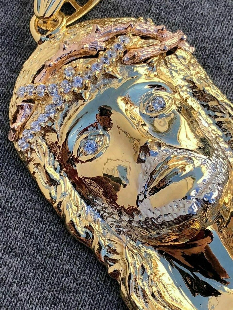 Mens 14k Yellow & Rose Gold Over 925 Silver Large 1x2" Jesus Piece HIP HOP Chain 10 Mens 14k Yellow & Rose Gold Over 925 Silver Large 1x2" Jesus Piece HIP HOP Chain - Image 8