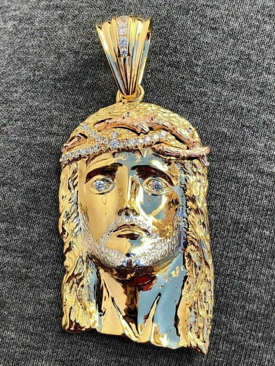 Mens 14k Yellow & Rose Gold Over 925 Silver Large 1x2" Jesus Piece HIP HOP Chain 5 Mens 14k Yellow & Rose Gold Over 925 Silver Large 1x2" Jesus Piece HIP HOP Chain - Image 3