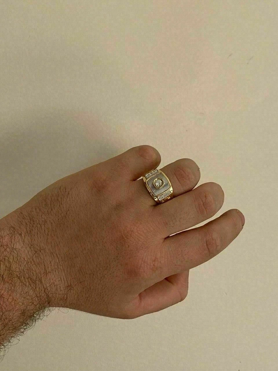 Men's 14k Yellow & White Gold Over Solid 925 Silver Ring ICY Diamond W. Cross 7 Men's 14k Yellow & White Gold Over Solid 925 Silver Ring ICY Diamond W. Cross - Image 5