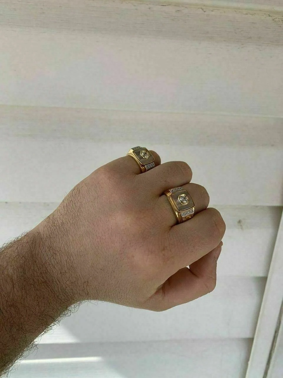 Men's 14k Yellow & White Gold Over Solid 925 Silver Ring ICY Diamond W. Cross 9 Men's 14k Yellow & White Gold Over Solid 925 Silver Ring ICY Diamond W. Cross - Image 7