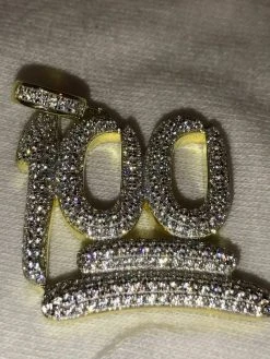 Mens 14k Yellow Gold Finish .925 Silver Keep It 100 Diamond Pendant Iced Hip Hop