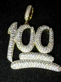 Mens 14k Yellow Gold Finish .925 Silver Keep It 100 Diamond Pendant Iced Hip Hop 21 Mens 14k Yellow Gold Finish .925 Silver Keep It 100 Diamond Pendant Iced Hip Hop -Harlem Bling Shop harlembling mens 14k yellow gold finish .925 silver keep it 100 diamond pendant iced hip hop 88399.1664395936