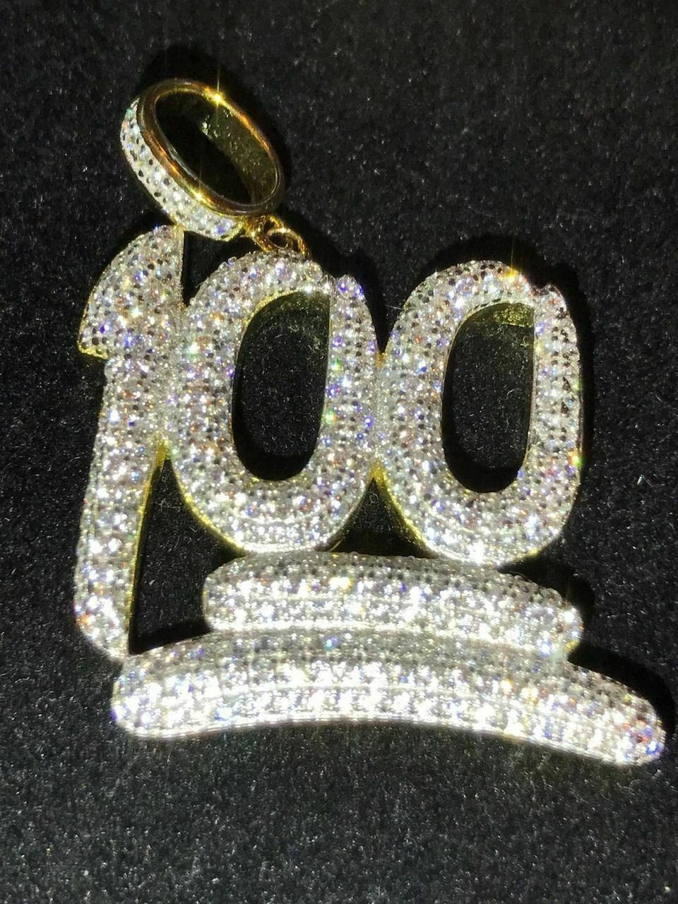 Mens 14k Yellow Gold Finish .925 Silver Keep It 100 Diamond Pendant Iced Hip Hop 7 Mens 14k Yellow Gold Finish .925 Silver Keep It 100 Diamond Pendant Iced Hip Hop - Image 5