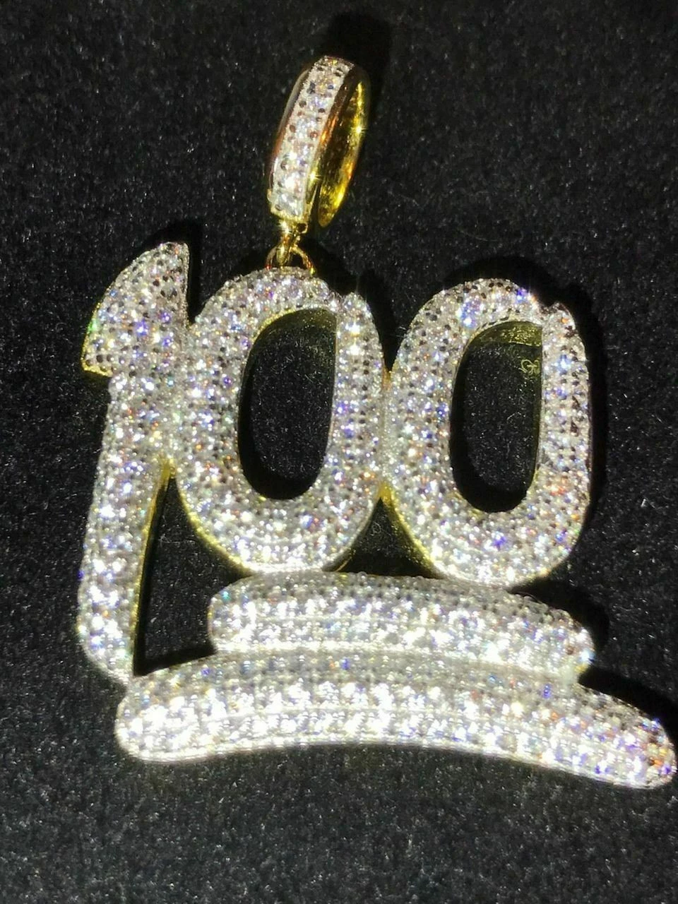 Mens 14k Yellow Gold Finish .925 Silver Keep It 100 Diamond Pendant Iced Hip Hop 11 Mens 14k Yellow Gold Finish .925 Silver Keep It 100 Diamond Pendant Iced Hip Hop - Image 9