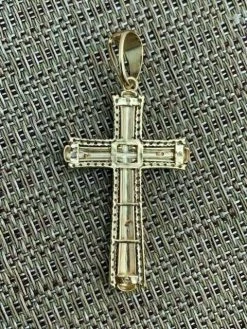 Men's 14k Yellow Gold Over 925 Silver Cross W. Rose Gold Jesus Pendant Necklace -Harlem Bling Shop harlembling mens 14k yellow gold over 925 silver cross w rose gold jesus pendant necklace 12232.1664392280