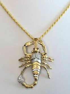 Men's 14k Yellow Gold Over 925 Silver Large 1.5x2" Scorpion Pendant SCORPIO ICY