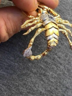 Men's 14k Yellow Gold Over 925 Silver Large 1.5x2" Scorpion Pendant SCORPIO ICY -Harlem Bling Shop harlembling mens 14k yellow gold over 925 silver large 1.5x2 scorpion pendant scorpio icy 62436.1664387755