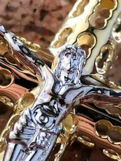 Men's 14k Yellow Gold Over 925 Silver Large 2x3" Cross W. Jesus Pendant Chain 17 Men's 14k Yellow Gold Over 925 Silver Large 2x3" Cross W. Jesus Pendant Chain -Harlem Bling Shop harlembling mens 14k yellow gold over 925 silver large 2x3 cross w jesus pendant chain 86578.1664372654