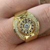 Men's 14k Yellow Gold Over Solid 925 Silver Ring ICY Round Cluster Hip Hop Pinky -Harlem Bling Shop harlembling mens 14k yellow gold over solid 925 silver ring icy round cluster hip hop pinky 58820.1664394389