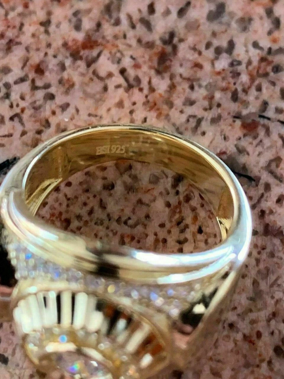 Men's 14k Yellow Gold Over Solid 925 Silver Ring ICY Round Cluster Hip Hop Pinky 11 Men's 14k Yellow Gold Over Solid 925 Silver Ring ICY Round Cluster Hip Hop Pinky - Image 9