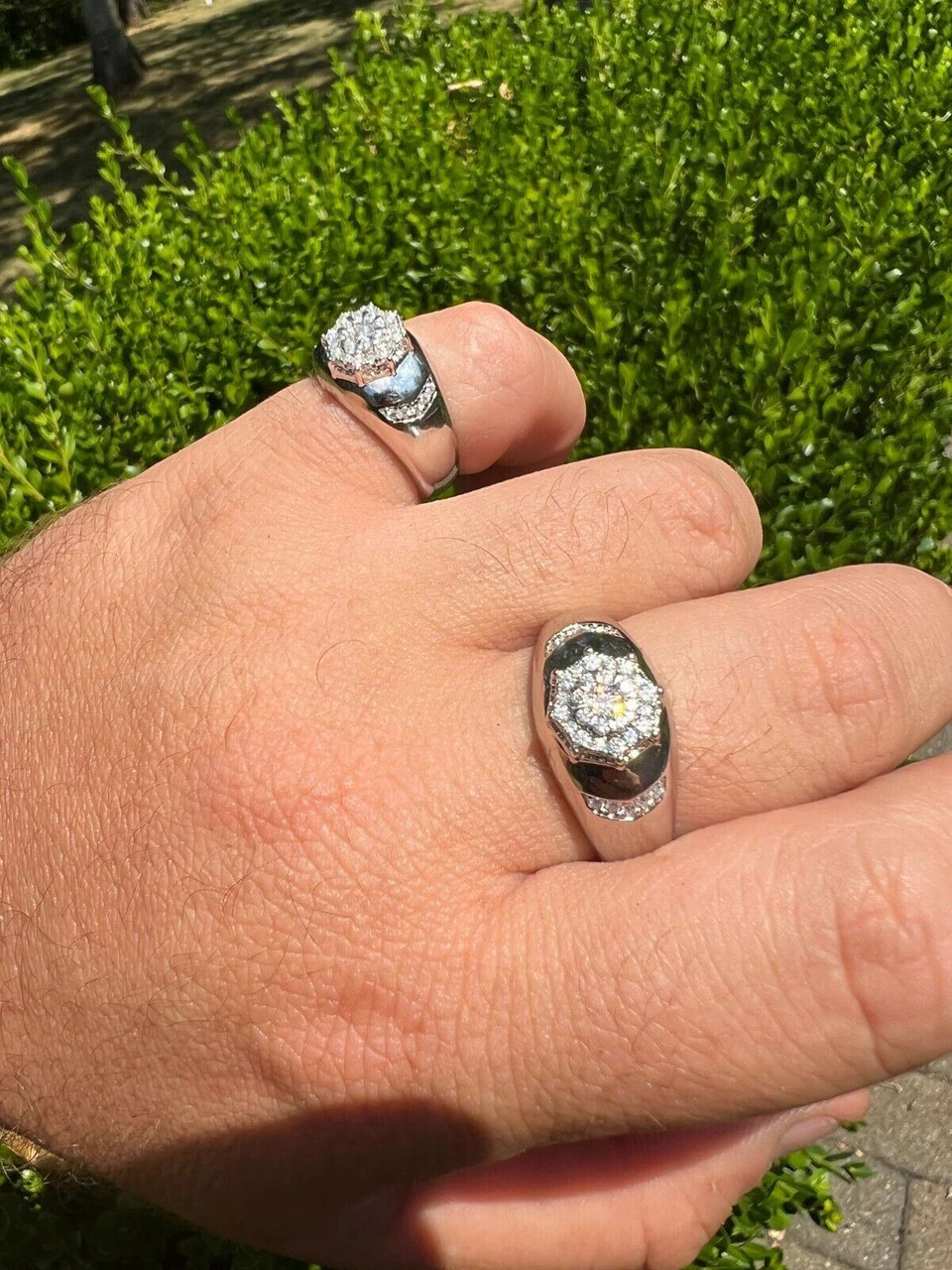 Mens 925 Silver Hip Hop Iced Moissanite Pinky Cluster Ring Passes Diamond Test 6 Mens 925 Silver Hip Hop Iced Moissanite Pinky Cluster Ring Passes Diamond Test - Image 4