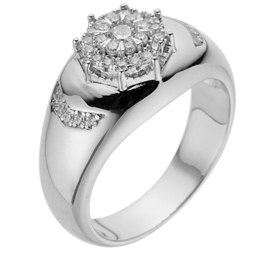 Mens 925 Silver Hip Hop Iced Moissanite Pinky Cluster Ring Passes Diamond Test 4 Mens 925 Silver Hip Hop Iced Moissanite Pinky Cluster Ring Passes Diamond Test - Image 2