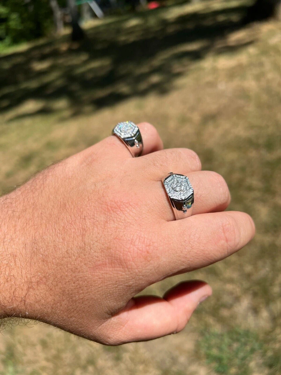 Mens 925 Silver Hip Hop Iced Moissanite Pinky Ring REAL Stone Pass Diamond Test 4 Mens 925 Silver Hip Hop Iced Moissanite Pinky Ring REAL Stone Pass Diamond Test - Image 2