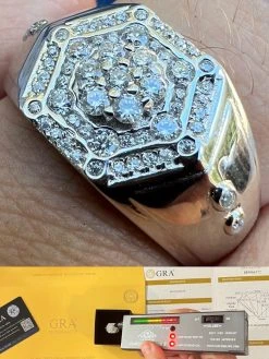 Mens 925 Silver Hip Hop Iced Moissanite Pinky Ring REAL Stone Pass Diamond Test
