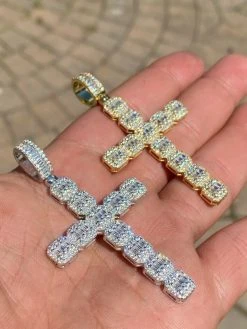 Mens 925 Sterling Baguette Diamond Cross Pendant Iced Gold Silver Necklace BIG 14 Mens 925 Sterling Baguette Diamond Cross Pendant Iced Gold Silver Necklace BIG -Harlem Bling Shop harlembling mens 925 sterling baguette diamond cross pendant iced gold silver necklace big 47317.1664374152