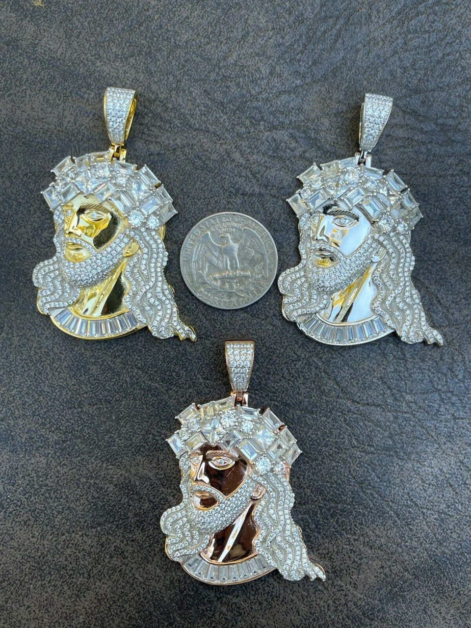 Men's Big 925 Silver Yellow Rose Gold Jesus Piece Iced Necklace Baguette Diamond 13 Men's Big 925 Silver Yellow Rose Gold Jesus Piece Iced Necklace Baguette Diamond - Image 11