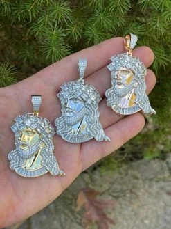 Men's Big 925 Silver Yellow Rose Gold Jesus Piece Iced Necklace Baguette Diamond 18 Men's Big 925 Silver Yellow Rose Gold Jesus Piece Iced Necklace Baguette Diamond -Harlem Bling Shop harlembling mens big 925 silver yellow rose gold jesus piece iced necklace baguette diamond 47344.1664377197