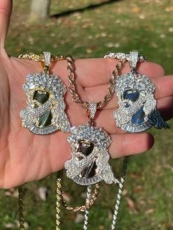 Men's Big 925 Silver Yellow Rose Gold Jesus Piece Iced Necklace Baguette Diamond 25 Men's Big 925 Silver Yellow Rose Gold Jesus Piece Iced Necklace Baguette Diamond -Harlem Bling Shop harlembling mens big 925 silver yellow rose gold jesus piece iced necklace baguette diamond 70230.1664394483