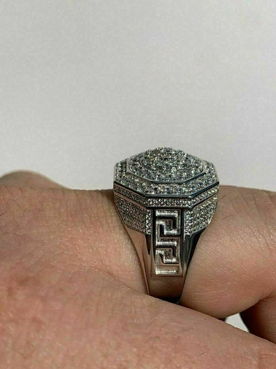 Mens Big Solid 925 Silver Hip Hop RING Iced Real Moissanite Pass Diamond Tester 10 Mens Big Solid 925 Silver Hip Hop RING Iced Real Moissanite Pass Diamond Tester - Image 8