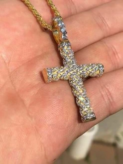 Men's Braided Rope Cross 1ct CZ W. Chain 1x2" Pendant 14k Gold Solid 925 Silver 17 Men's Braided Rope Cross 1ct CZ W. Chain 1x2" Pendant 14k Gold Solid 925 Silver -Harlem Bling Shop harlembling mens braided rope cross 1ct cz w chain 1x2 pendant 14k gold solid 925 silver 12482.1664394706