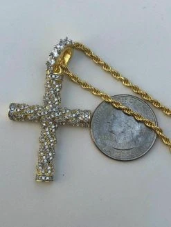 Men's Braided Rope Cross 1ct CZ W. Chain 1x2" Pendant 14k Gold Solid 925 Silver 21 Men's Braided Rope Cross 1ct CZ W. Chain 1x2" Pendant 14k Gold Solid 925 Silver -Harlem Bling Shop harlembling mens braided rope cross 1ct cz w chain 1x2 pendant 14k gold solid 925 silver 41047.1665670201