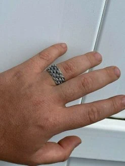 Mens Braided Weave RING Oxidize Rhodium Over Solid 925 Silver Pinky Wedding Band -Harlem Bling Shop harlembling mens braided weave ring oxidize rhodium over solid 925 silver pinky wedding band 22378.1664393544