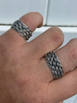 Mens Braided Weave RING Oxidize Rhodium Over Solid 925 Silver Pinky Wedding Band -Harlem Bling Shop harlembling mens braided weave ring oxidize rhodium over solid 925 silver pinky wedding band 54285.1664373384
