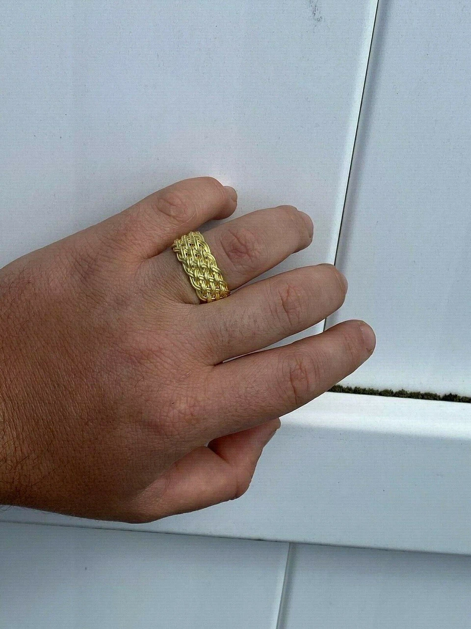Mens Braided Weave RING Real 14k Gold Over Solid 925 Silver Pinky Wedding Band 14 Mens Braided Weave RING Real 14k Gold Over Solid 925 Silver Pinky Wedding Band - Image 12