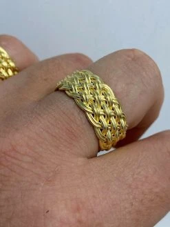 Mens Braided Weave RING Real 14k Gold Over Solid 925 Silver Pinky Wedding Band 16 Mens Braided Weave RING Real 14k Gold Over Solid 925 Silver Pinky Wedding Band -Harlem Bling Shop harlembling mens braided weave ring real 14k gold over solid 925 silver pinky wedding band 71957.1664373205