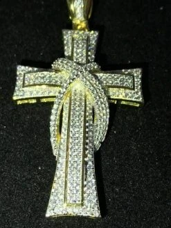 Mens Cross Crucifix Pendant Diamonds 14K Gold Over Real 925 Silver ICY PIECE 12 Mens Cross Crucifix Pendant Diamonds 14K Gold Over Real 925 Silver ICY PIECE -Harlem Bling Shop harlembling mens cross crucifix pendant diamonds 14k gold over real 925 silver icy piece 07541.1664371653