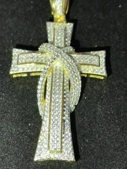 Mens Cross Crucifix Pendant Diamonds 14K Gold Over Real 925 Silver ICY PIECE 11 Mens Cross Crucifix Pendant Diamonds 14K Gold Over Real 925 Silver ICY PIECE -Harlem Bling Shop harlembling mens cross crucifix pendant diamonds 14k gold over real 925 silver icy piece 66673.1664392501