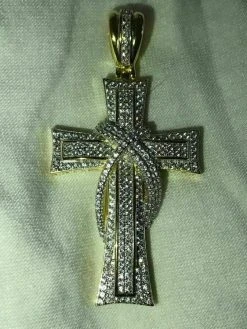 Mens Cross Crucifix Pendant Diamonds 14K Gold Over Real 925 Silver ICY PIECE 15 Mens Cross Crucifix Pendant Diamonds 14K Gold Over Real 925 Silver ICY PIECE -Harlem Bling Shop harlembling mens cross crucifix pendant diamonds 14k gold over real 925 silver icy piece 75874.1664380361