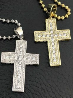 Men's Cross Pendant Sterling Silver 925 Iced Diamond Necklace Medium Size Real 18 Men's Cross Pendant Sterling Silver 925 Iced Diamond Necklace Medium Size Real -Harlem Bling Shop harlembling mens cross pendant sterling silver 925 iced diamond necklace medium size real 16332.1664390656