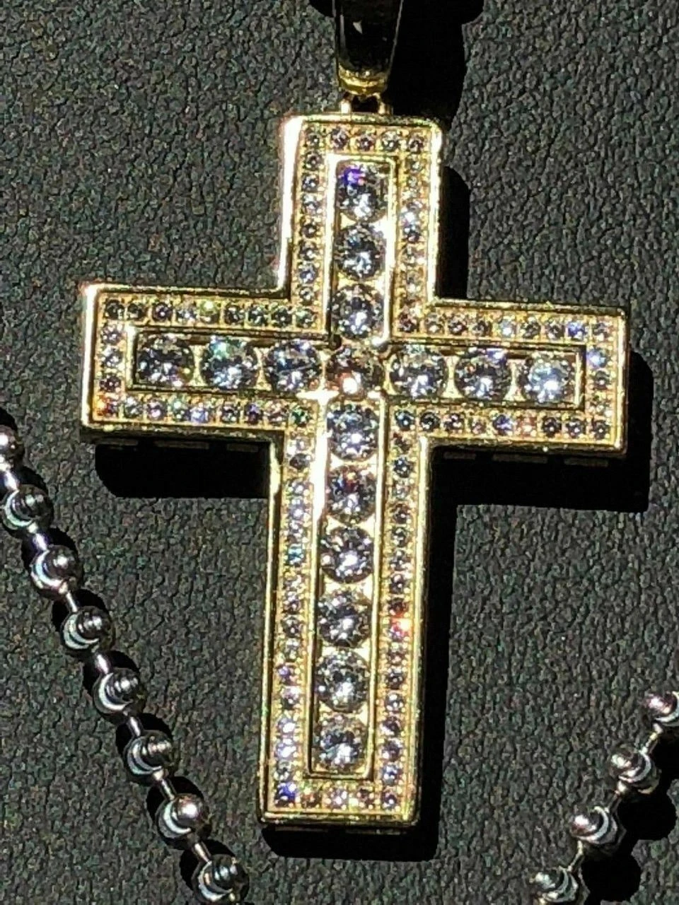 Men's Cross Pendant Sterling Silver 925 Iced Diamond Necklace Medium Size Real 8 Men's Cross Pendant Sterling Silver 925 Iced Diamond Necklace Medium Size Real - Image 6