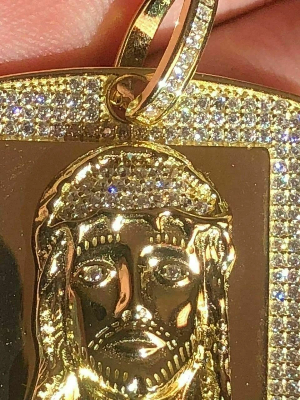 Mens Dog Tag Jesus Piece 1ct Simulated Diamond 14k Gold Over 925 Sterling Silver 9 Mens Dog Tag Jesus Piece 1ct Simulated Diamond 14k Gold Over 925 Sterling Silver - Image 7